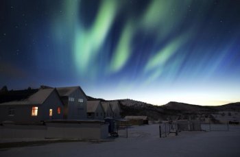 north lights over snow